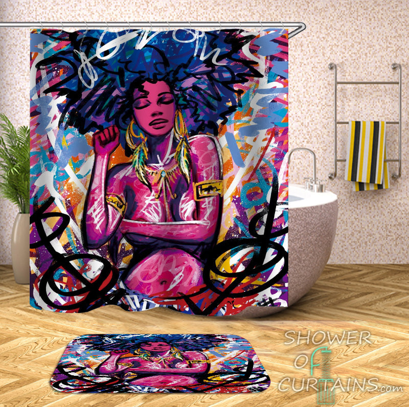 Black Girl Shower Curtain