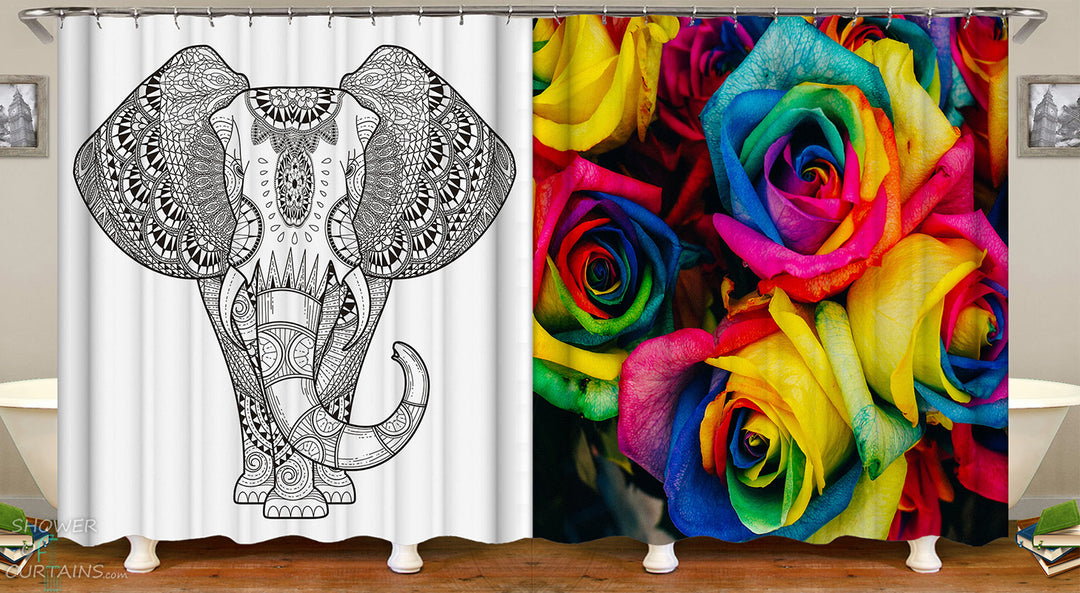 Colorful Shower Curtains fit Black And White Shower Curtain