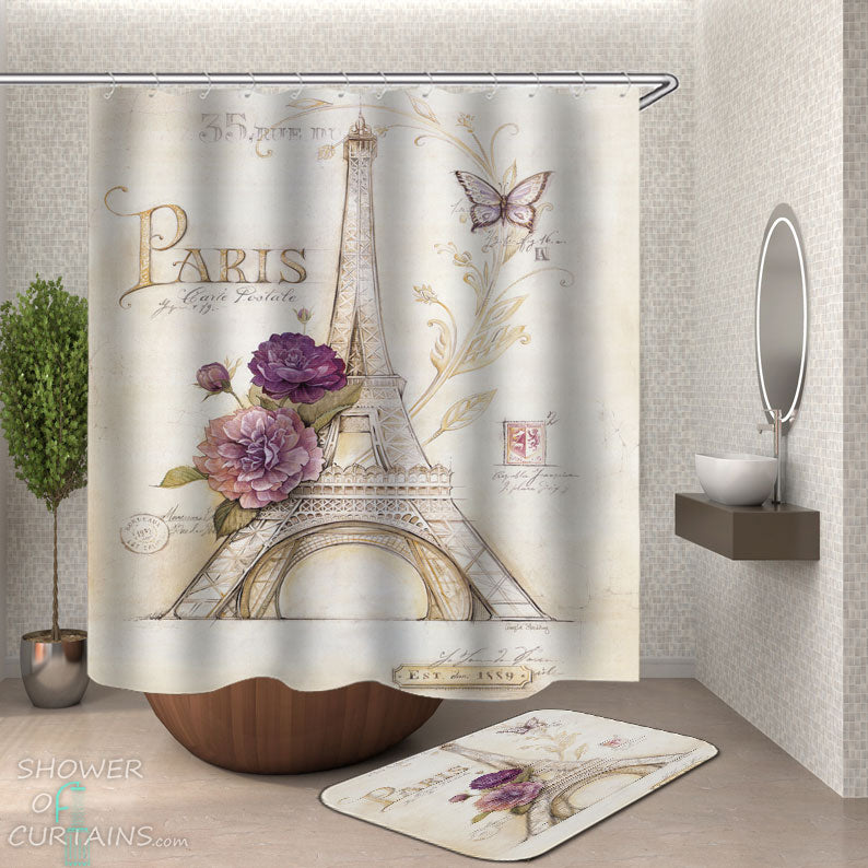 Eiffel Tower Shower Curtain