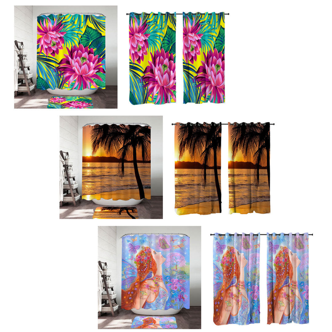 Shower Curtain with Matching Window Curtain