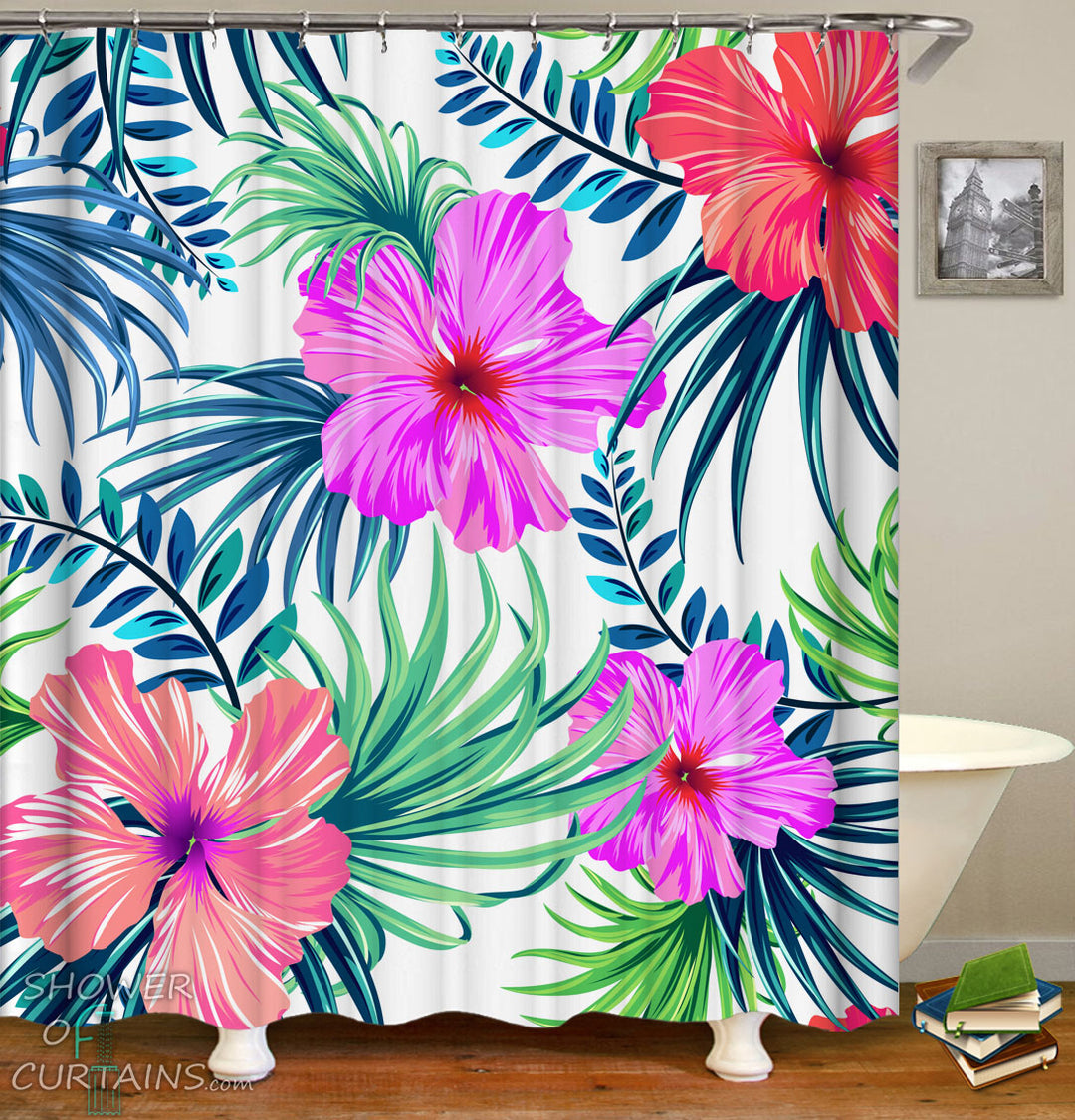 Hibiscus shower curtains