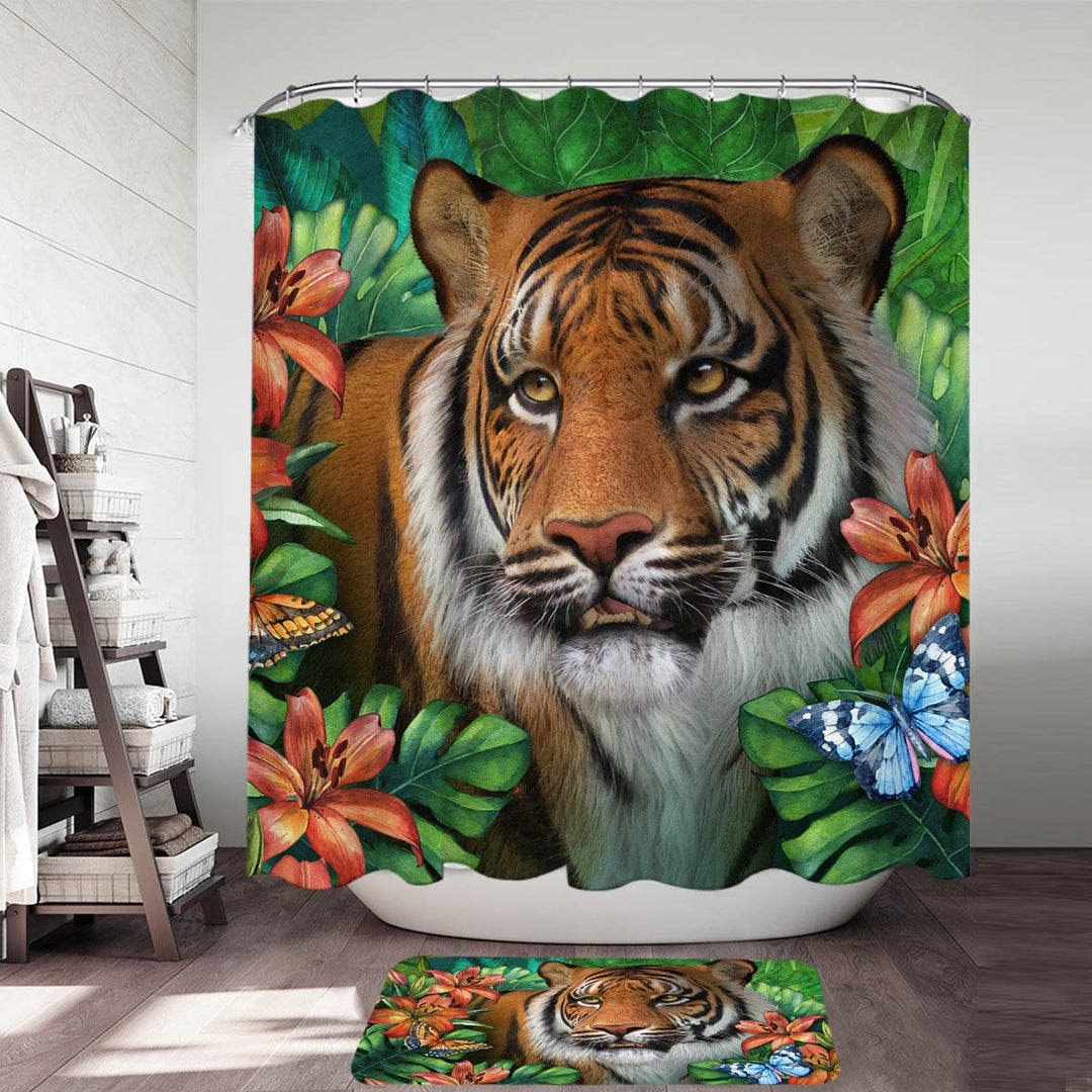 Tiger Shower Curtain Tropical Tiger Shower Curtains