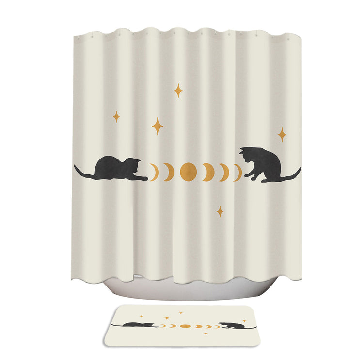 Black Cats and Moon Shower Curtain