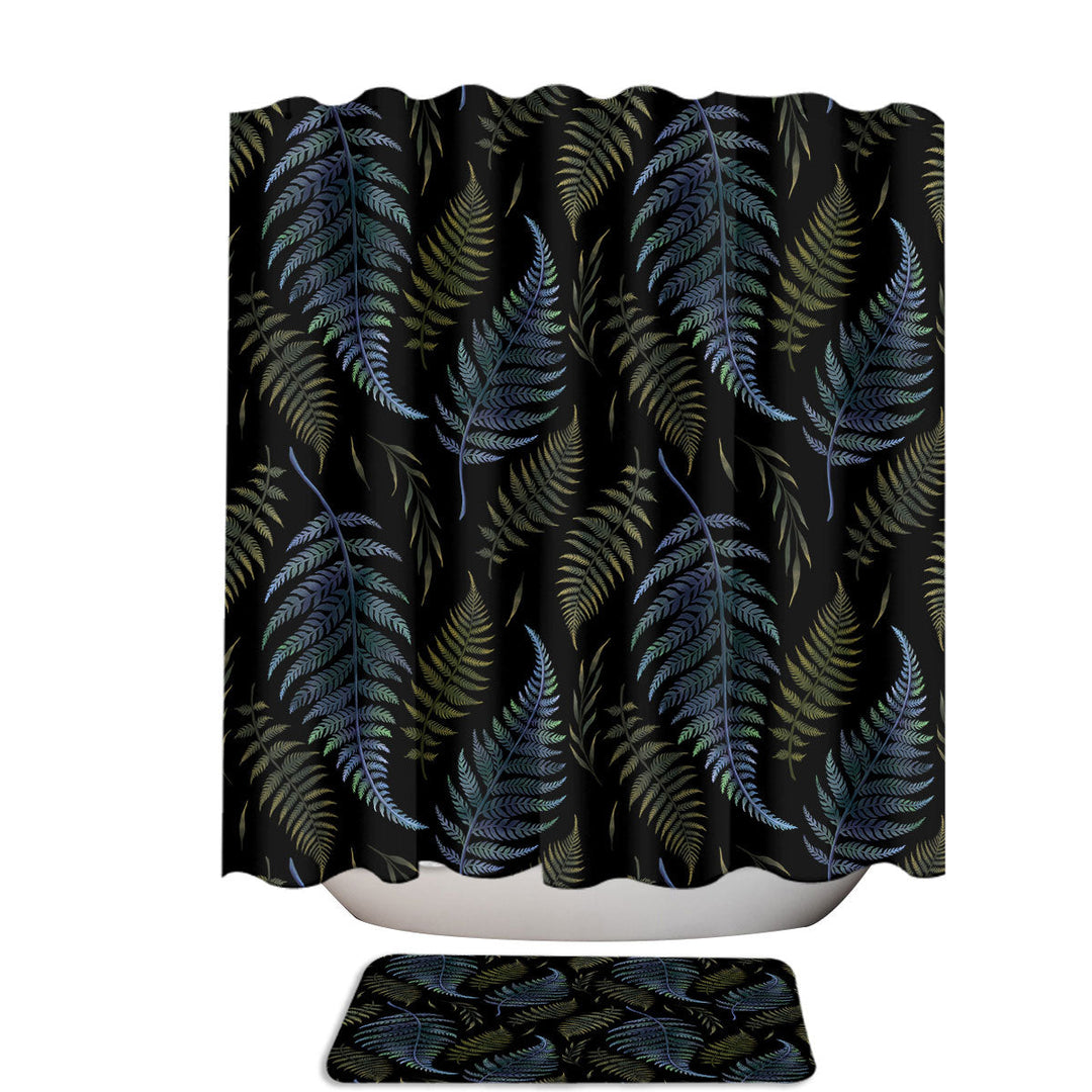 Bluish Green Fern Leaves Unique Shower Curtains