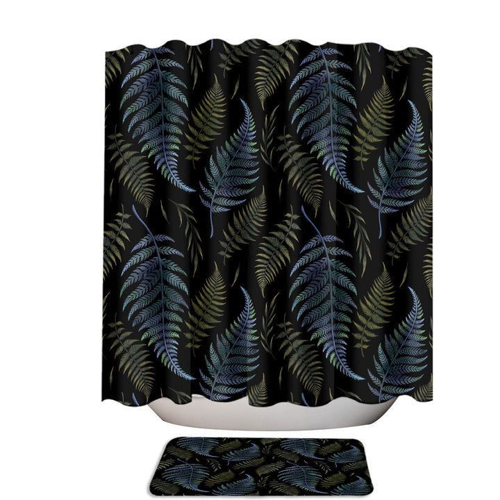 Bluish Green Fern Leaves Unique Shower Curtains