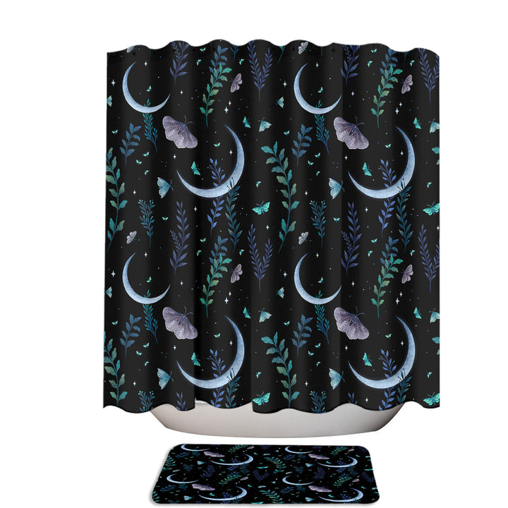 Celestial Blues and Purples Moth Garden Shower Curtains