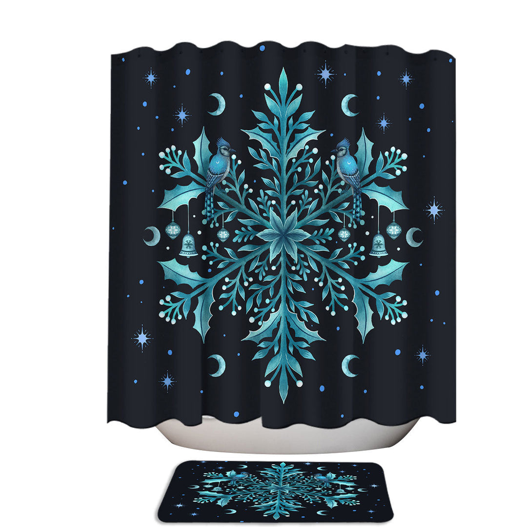Christmas Floral Snowflake Shower Curtain