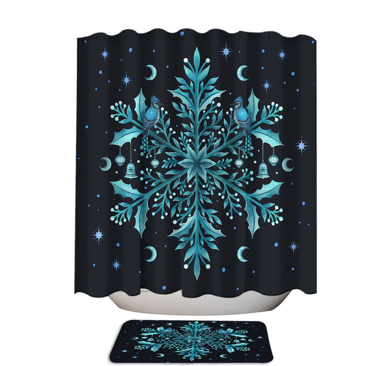 Christmas Floral Snowflake Shower Curtain