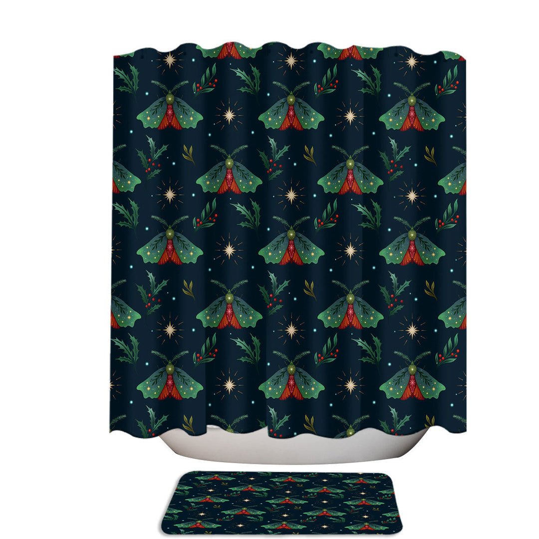 Christmas Moth Pattern Fun Shower Curtains