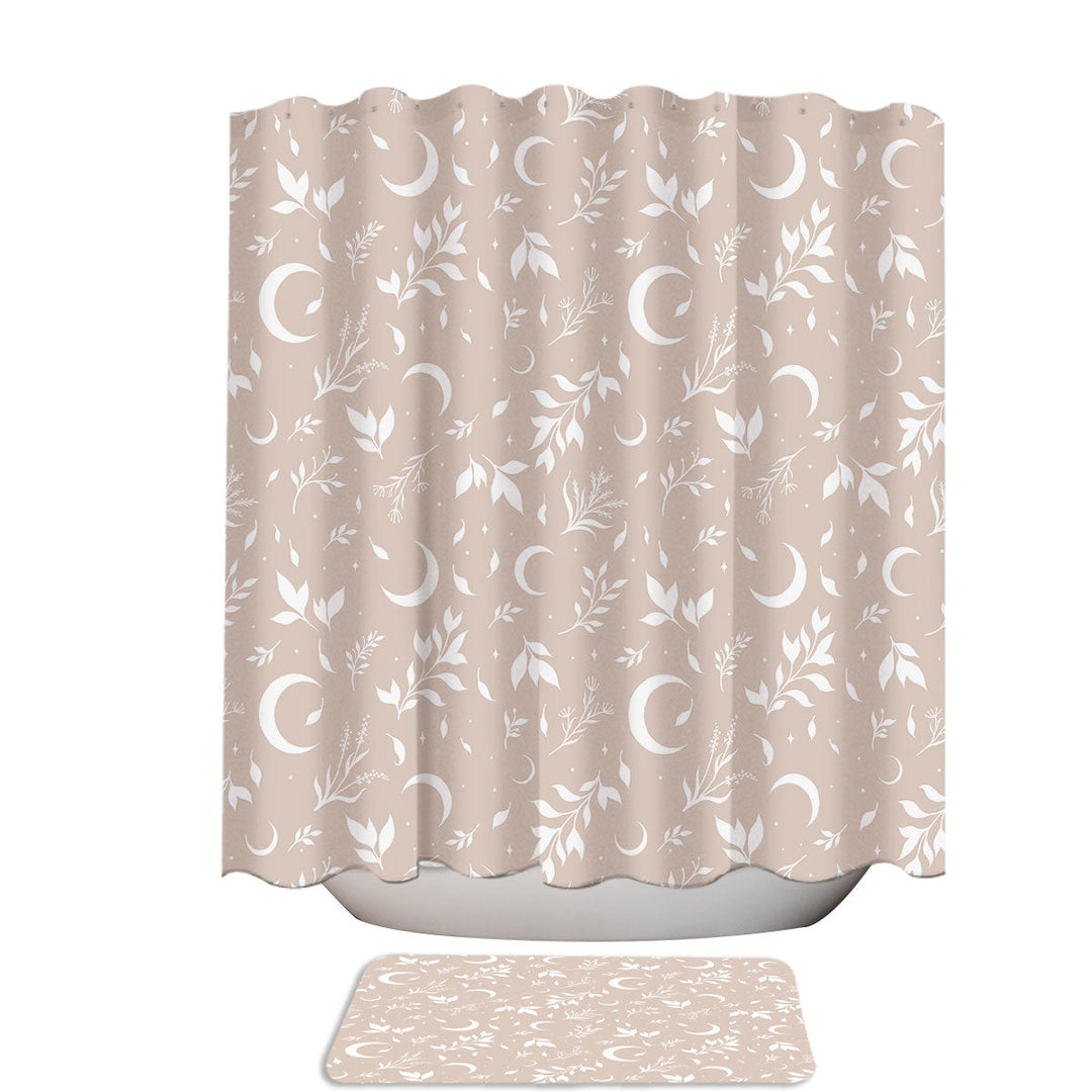 Crescent Moon Garden Beige Pattern Shower Curtain