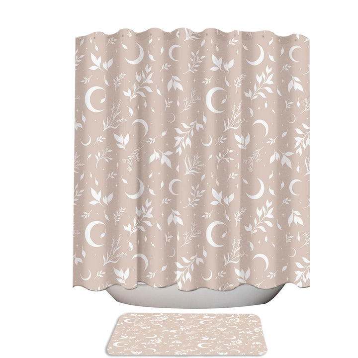 Crescent Moon Garden Beige Pattern Shower Curtain
