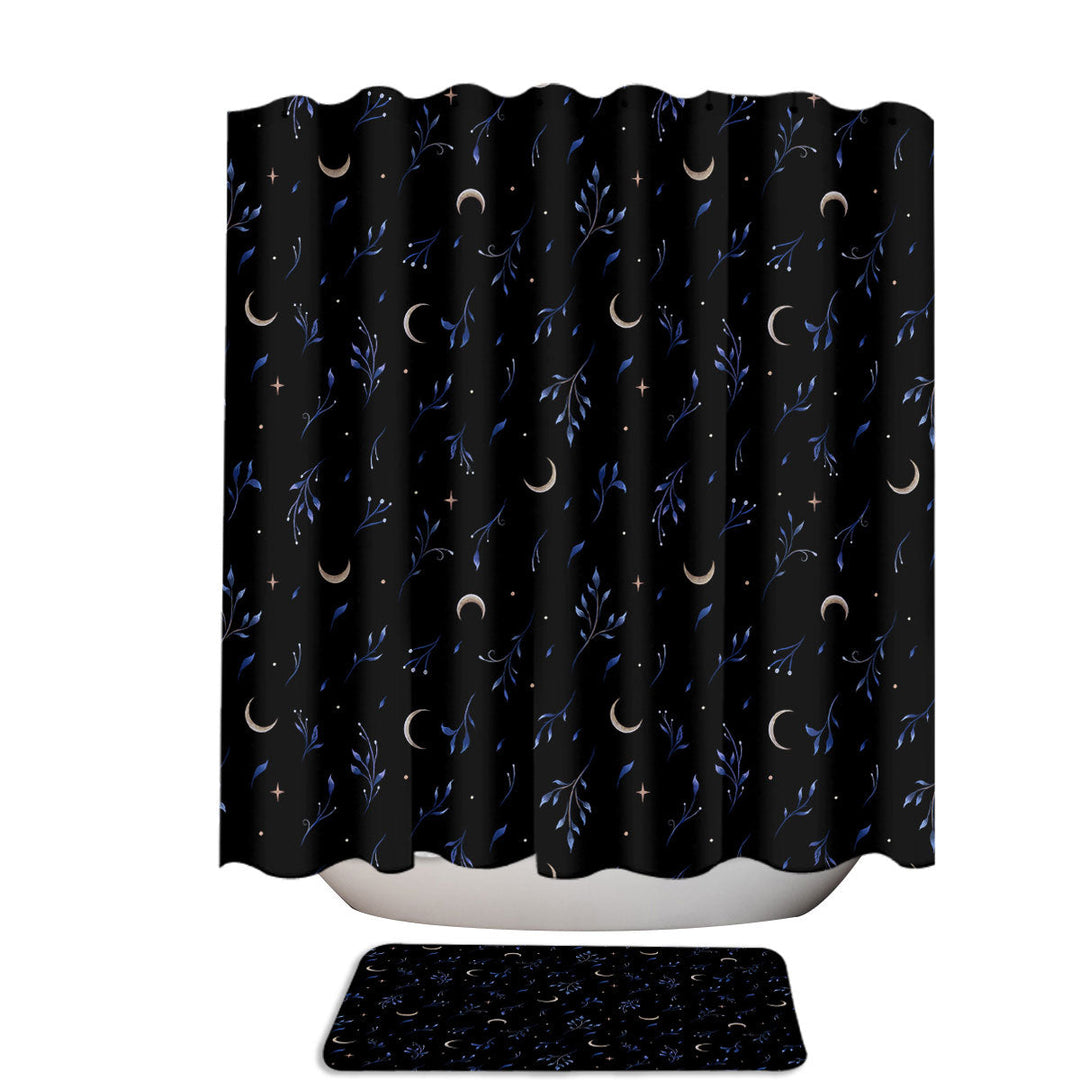 Crescent Moon and Leaves Dreamy Garden Extra Long Shower Curtain