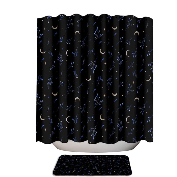 Crescent Moon and Leaves Dreamy Garden Extra Long Shower Curtain