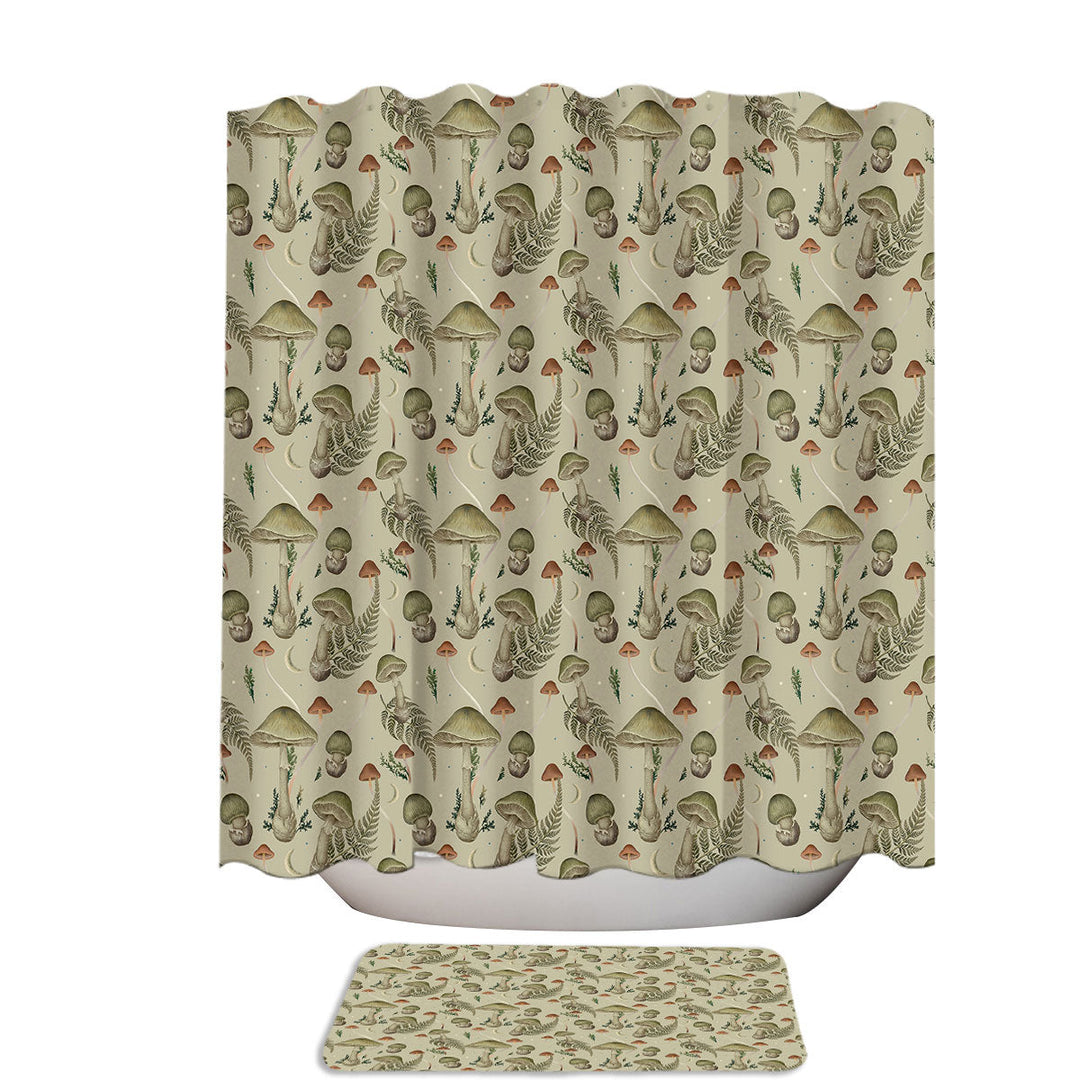 Death Cap Mushrooms Pattern Cool Shower Curtains