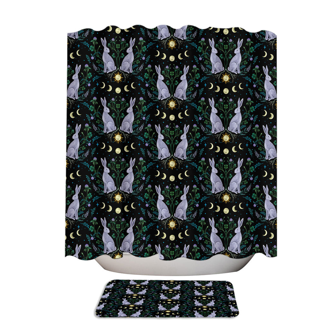 Enchanted Rabbits Sun Moon and Stars Shower Curtains