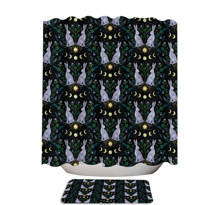 Enchanted Rabbits Sun Moon and Stars Shower Curtains