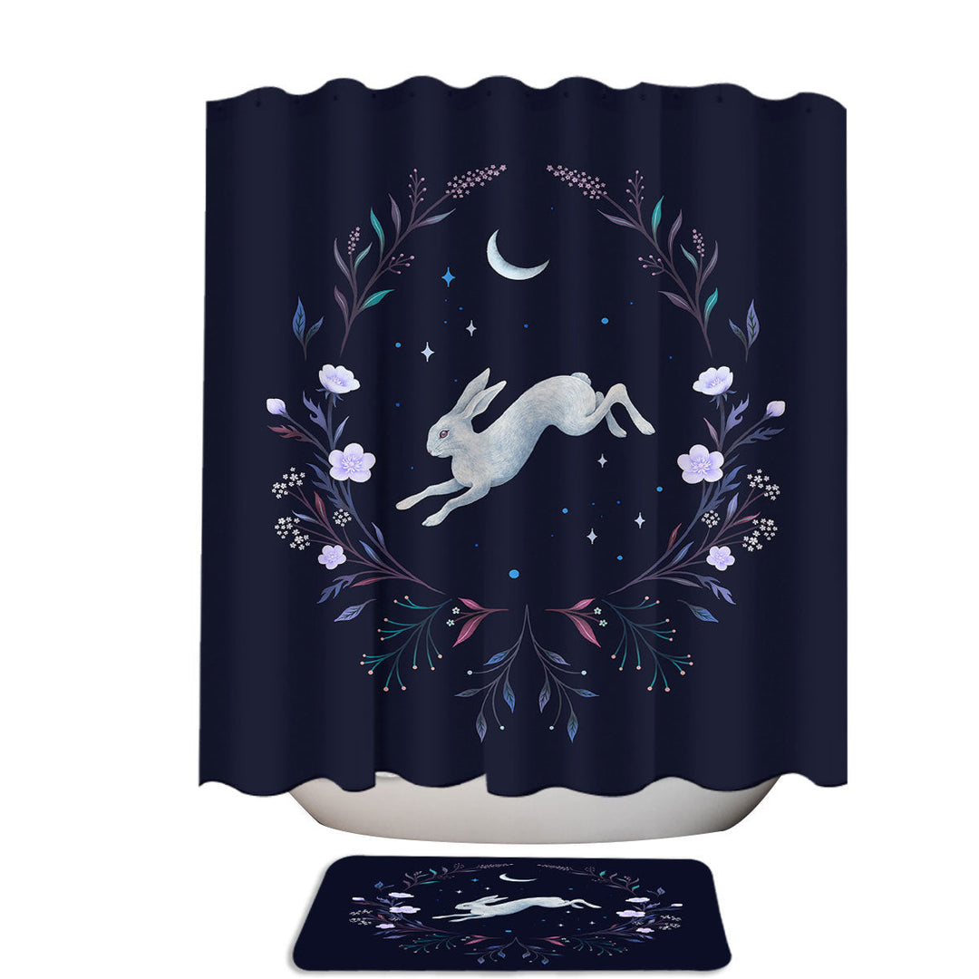 Flowers and Easter Bunny at Night Shower Curtain