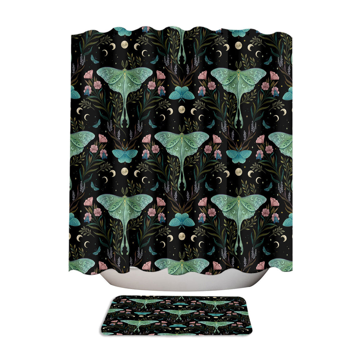 Luna Moths and Forest Flowers Shower Curtain