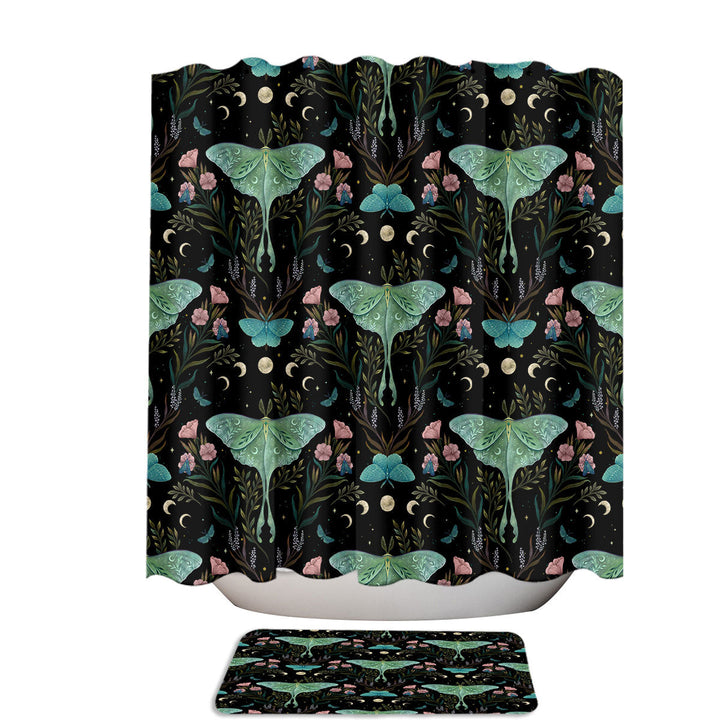 Luna Moths and Forest Flowers Shower Curtain