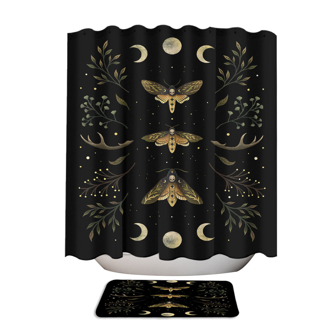 Moon and Death_s Head Hawkmoth Moth Fabric Shower Curtain