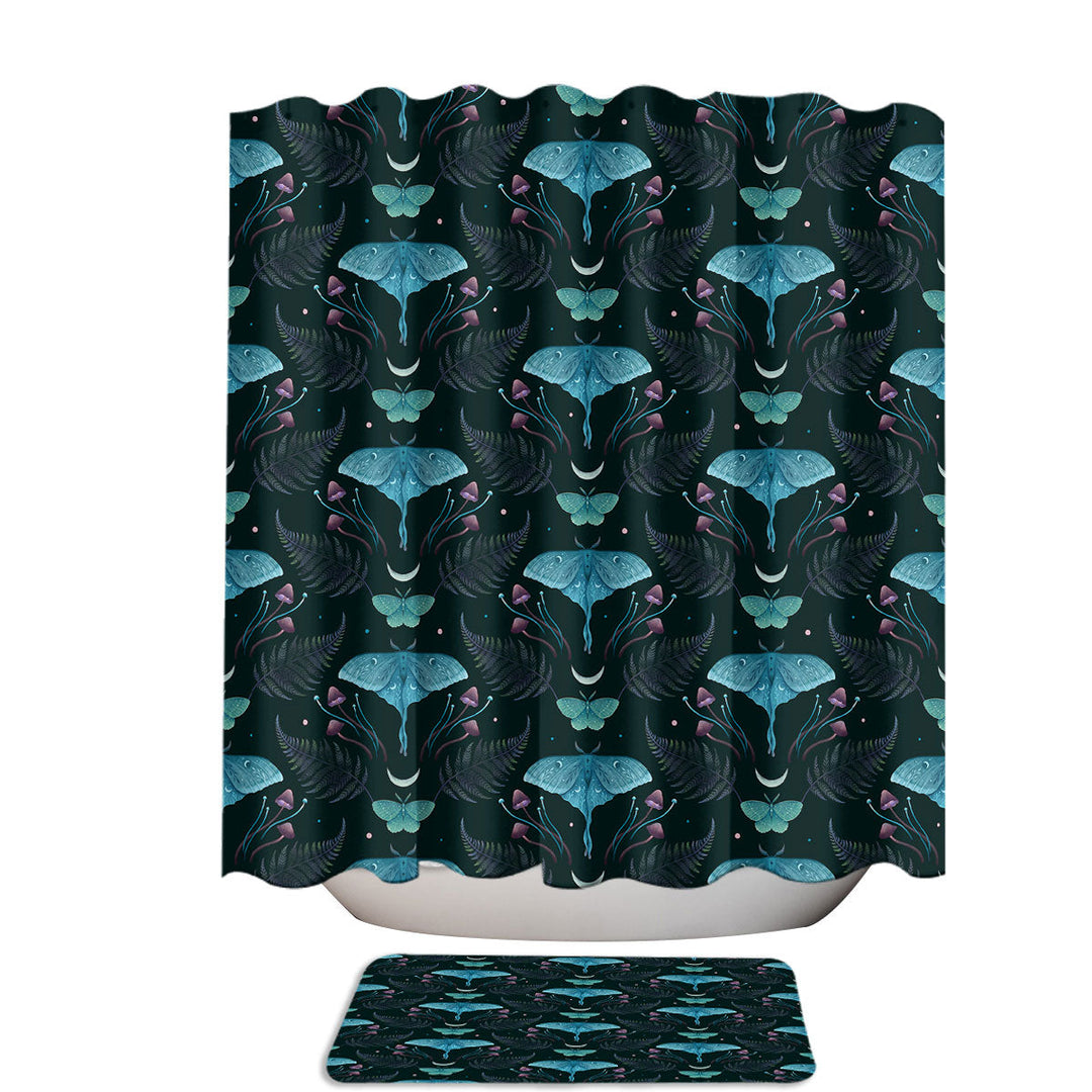 Mystic Luna Moth in Emerald Green Extra Wide Shower Curtain