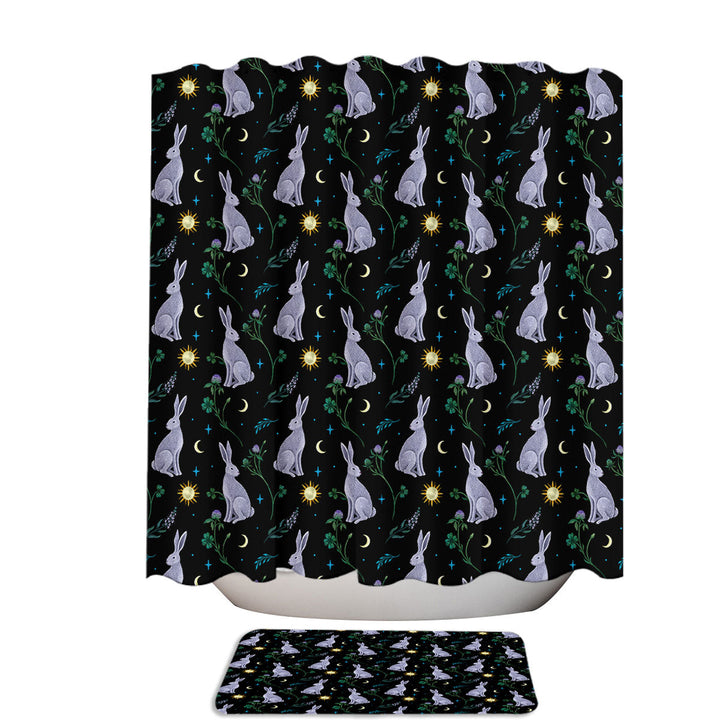 Mystic Rabbits Sun Moon and Stars Cool Shower Curtains