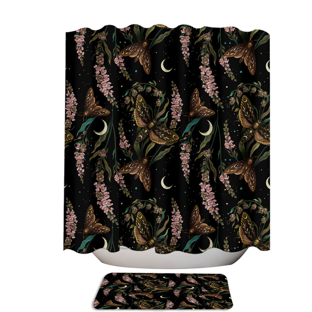 Night of the Foxglove and Deaths Head Moths Shower Curtains
