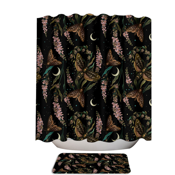 Night of the Foxglove and Deaths Head Moths Shower Curtains