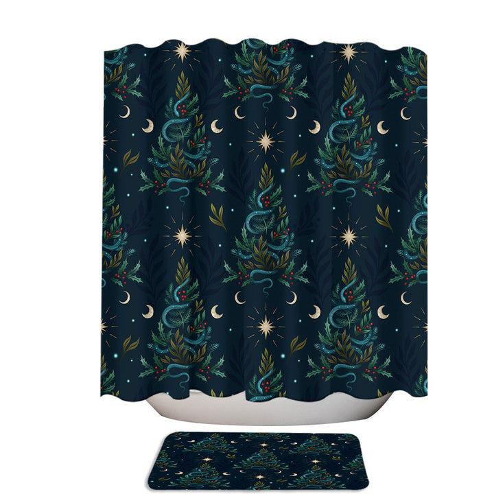 Serpentine Christmas Trees and Snakes Shower Curtains