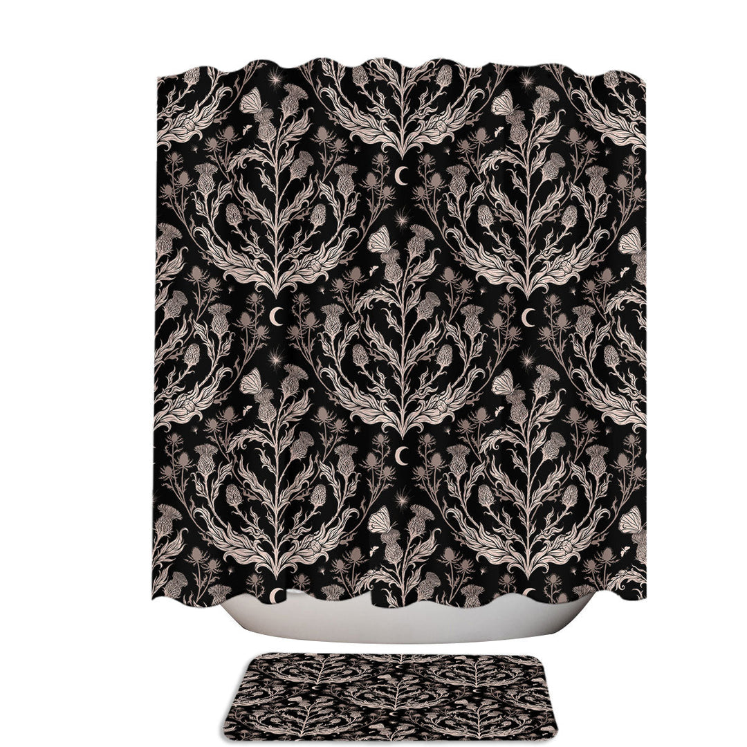 Simple and Black Thistle Modern Shower Curtains