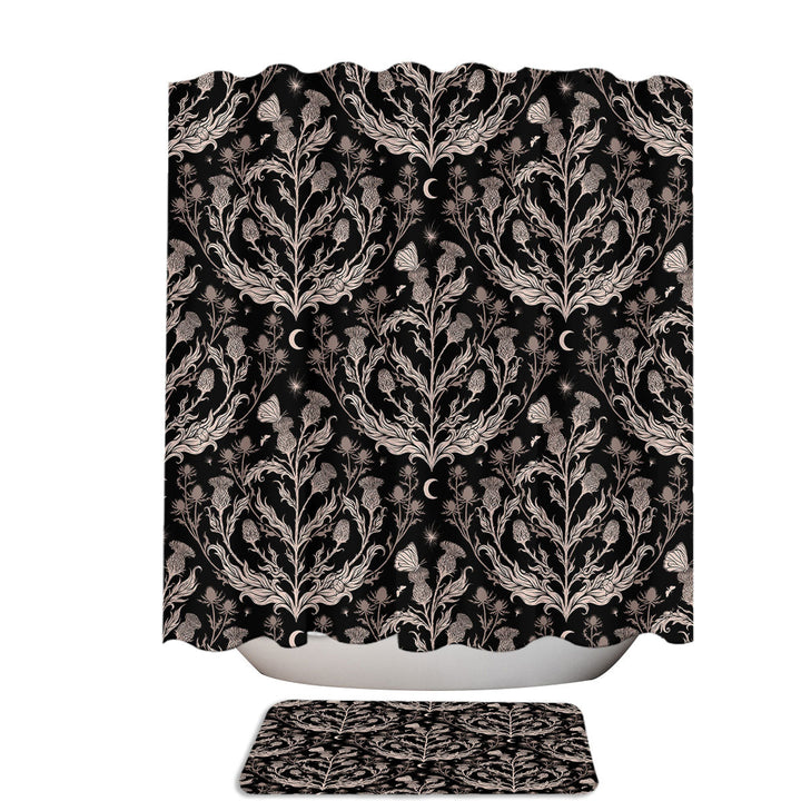 Simple and Black Thistle Modern Shower Curtains