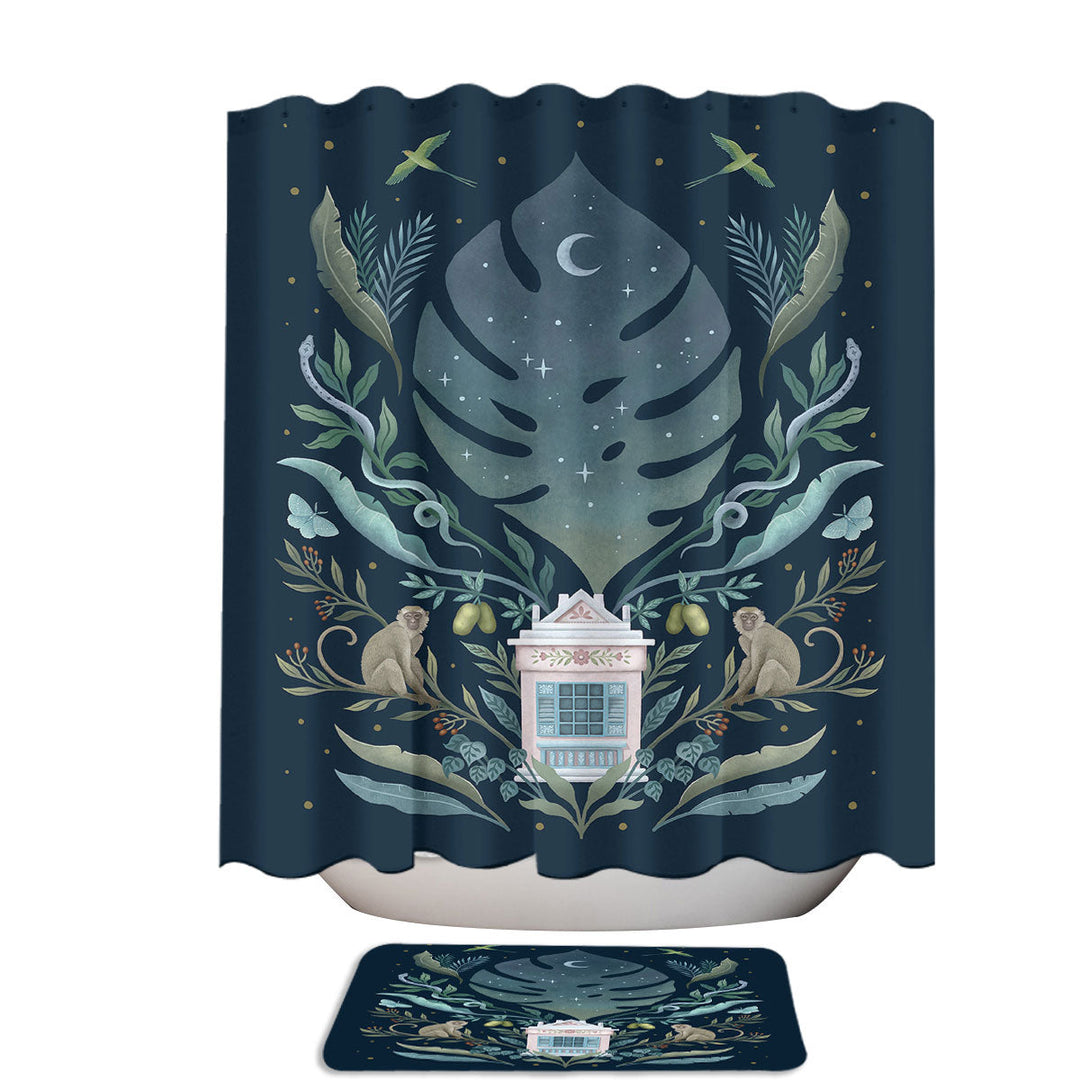 Tropical Night Monkey Shower Curtains