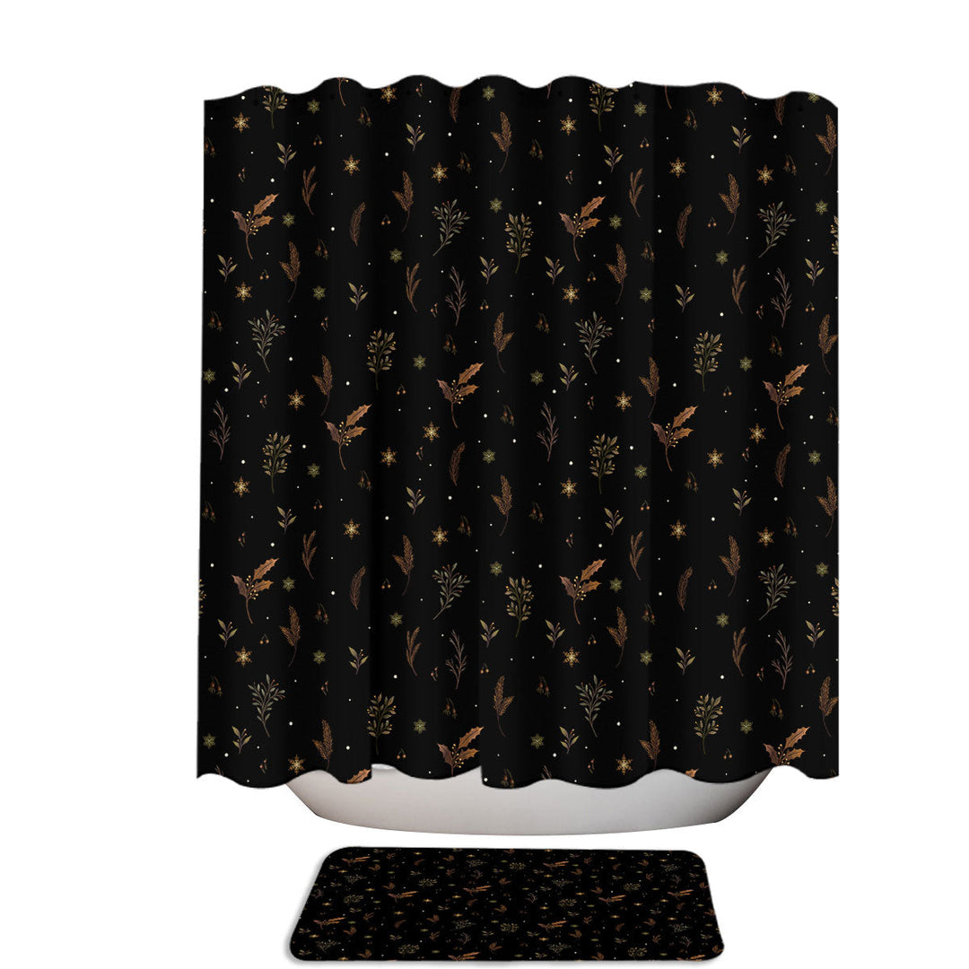 Winter Brown Leaves Foliage Shower Curtain