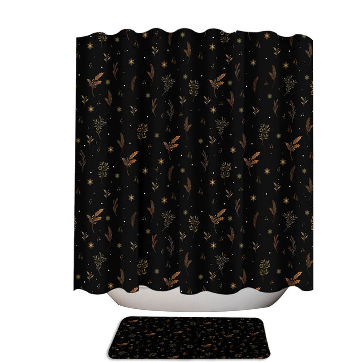 Winter Brown Leaves Foliage Shower Curtain
