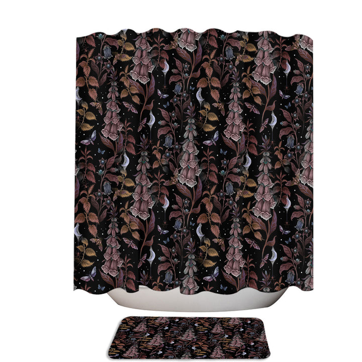 Witch Garden Autumn Foxgloves and Moths Unique Shower Curtains