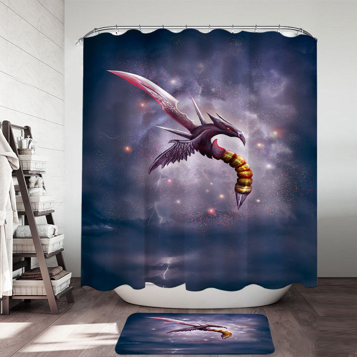 Cool Dark Dragon Blade Fiction Art Shower Curtain