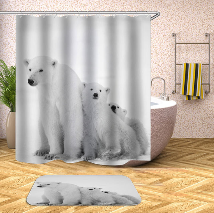 Cute Shower Curtains White Polar Bear Family