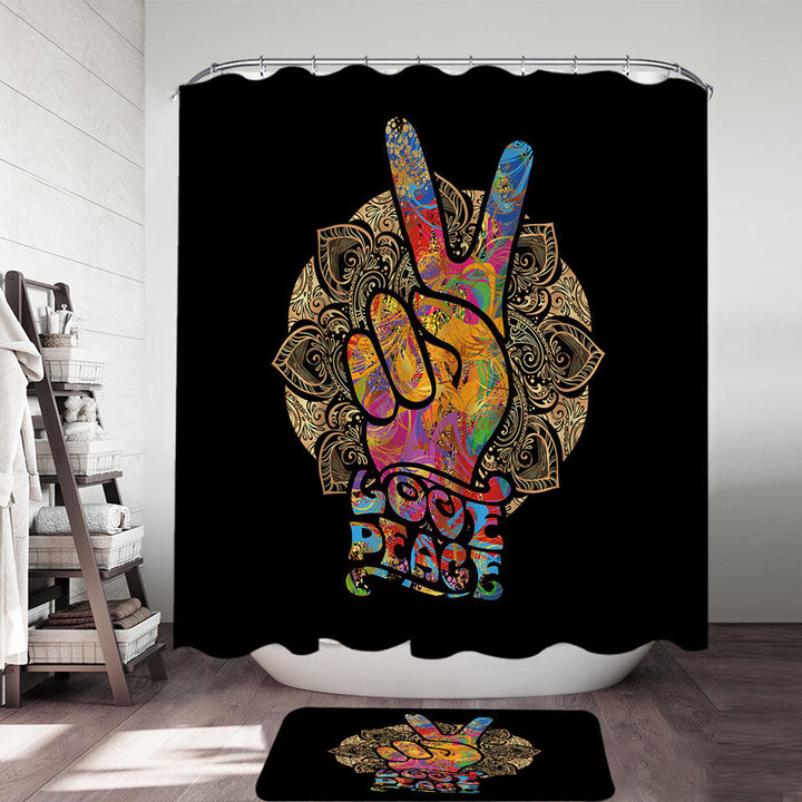 Retro Shower Curtains Love Peace