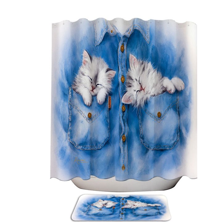 Sweet Fabric Shower Curtains Dreams Cute Funny Sleeping Grey Kittens