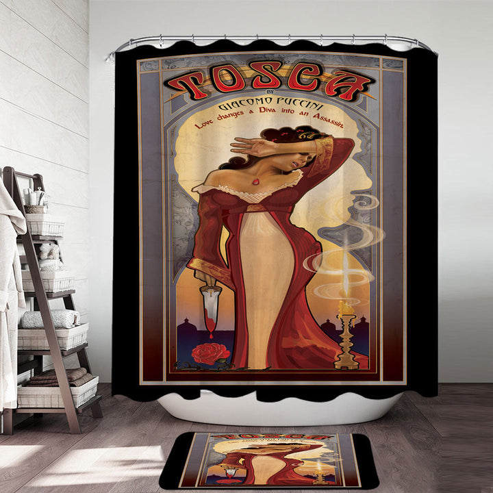 Unique Shower Curtains Tosca the Love Assassin Cool Art